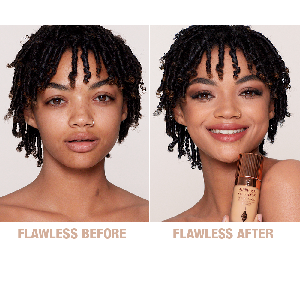 Charlotte Tilbury Airbrush Flawless Foundation 9 Warm - before and after