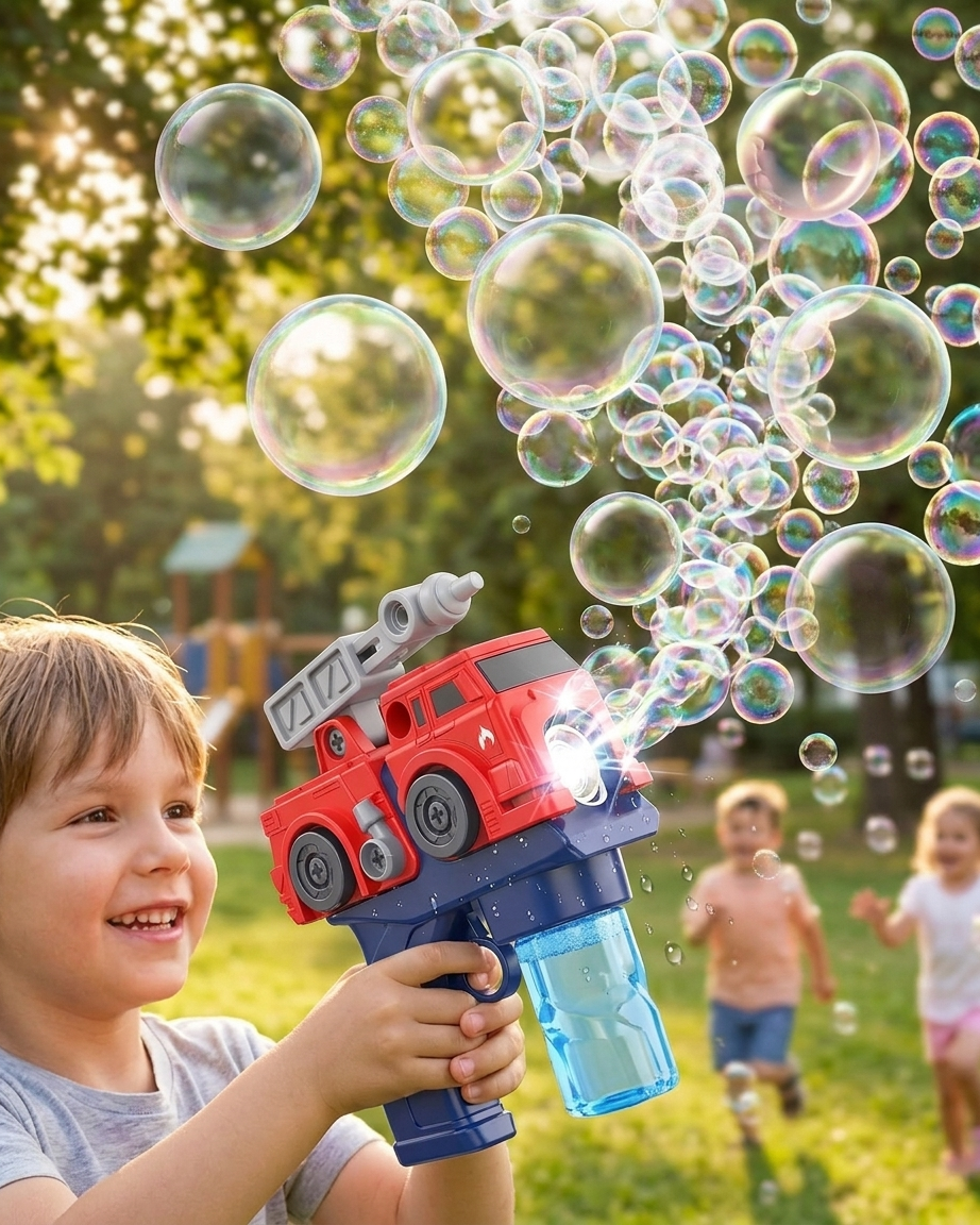 Kids' Fire Truck Electric Bubble Gun with Lights & Sounds