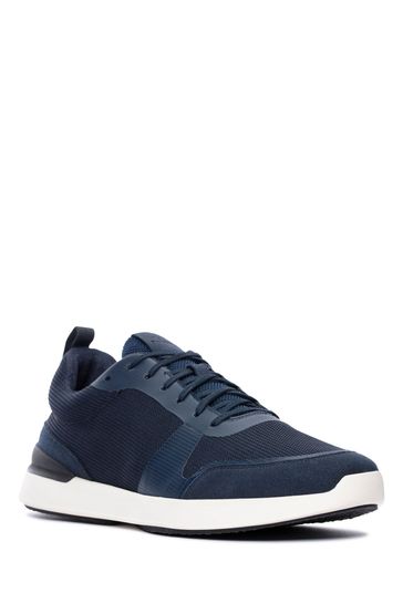 Clarks Men Woven Design Textile Lightweight Sneakers Navy