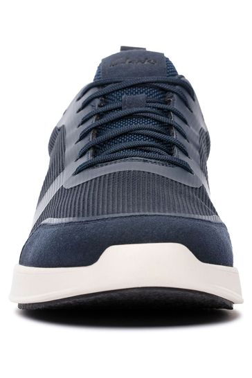 Clarks Men Woven Design Textile Lightweight Sneakers Navy