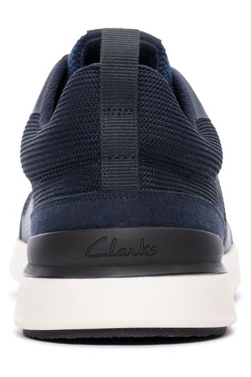 Clarks Men Woven Design Textile Lightweight Sneakers Navy