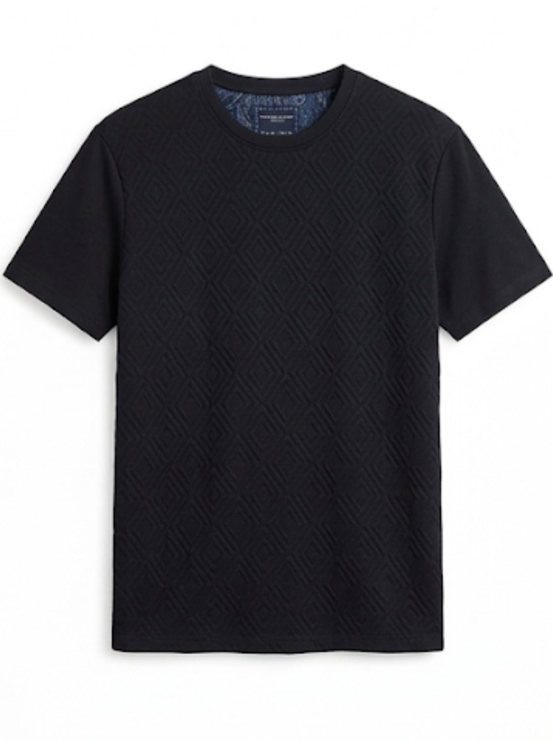 DENIM & FLOWER TEXTURED NAVY T-SHIRT MEN