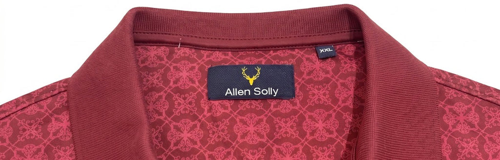 ALLEN SOLLY RED TEXTURED POLO T-SHIRT WITH A POCKET MEN