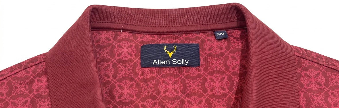 ALLEN SOLLY RED TEXTURED POLO T-SHIRT WITH A POCKET MEN