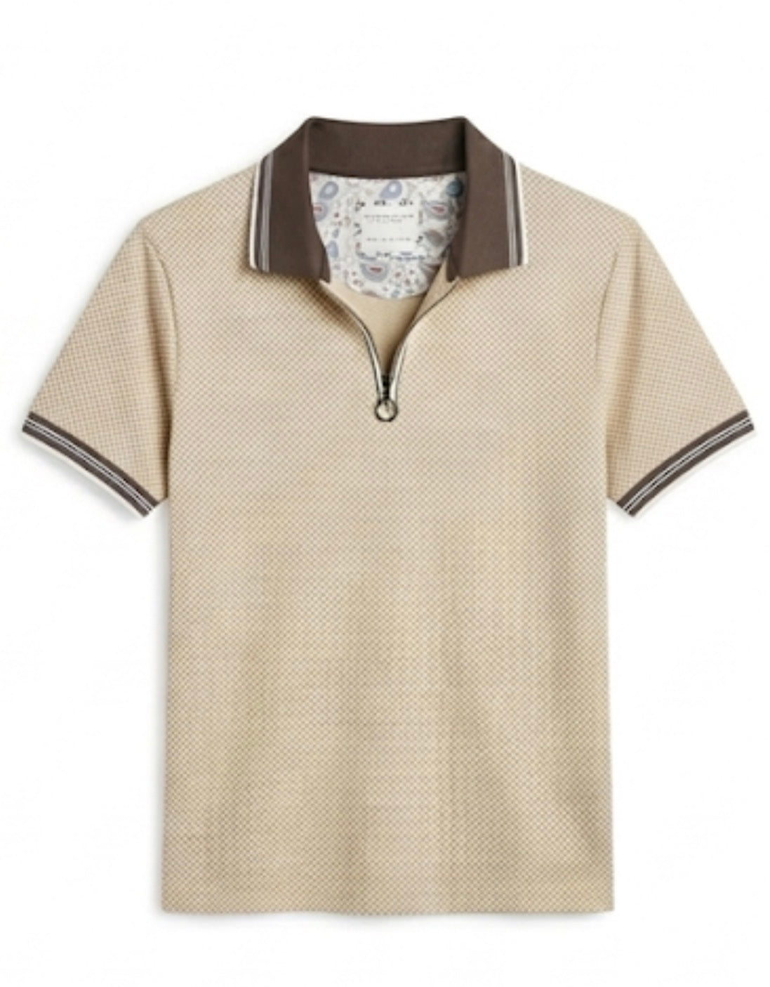 DENIM & FLOWER BEIGE MEN QUARTER ZIP