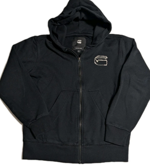 G STAR HOODIE BLACK ZIP BLACK SHERLAND FABRIC