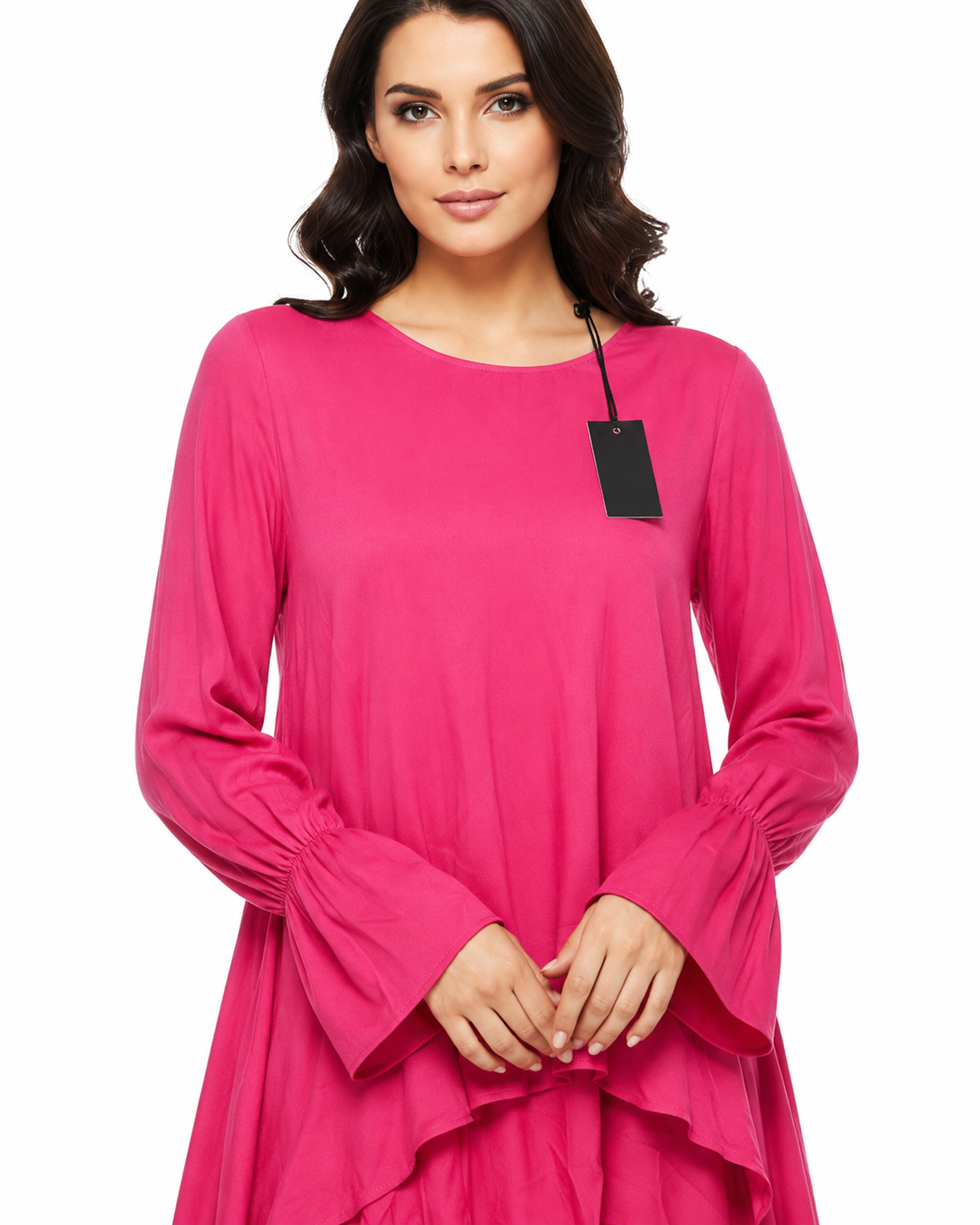 GUESS Women's Tiered Ruffle Maxi Dress - Fuchsia
