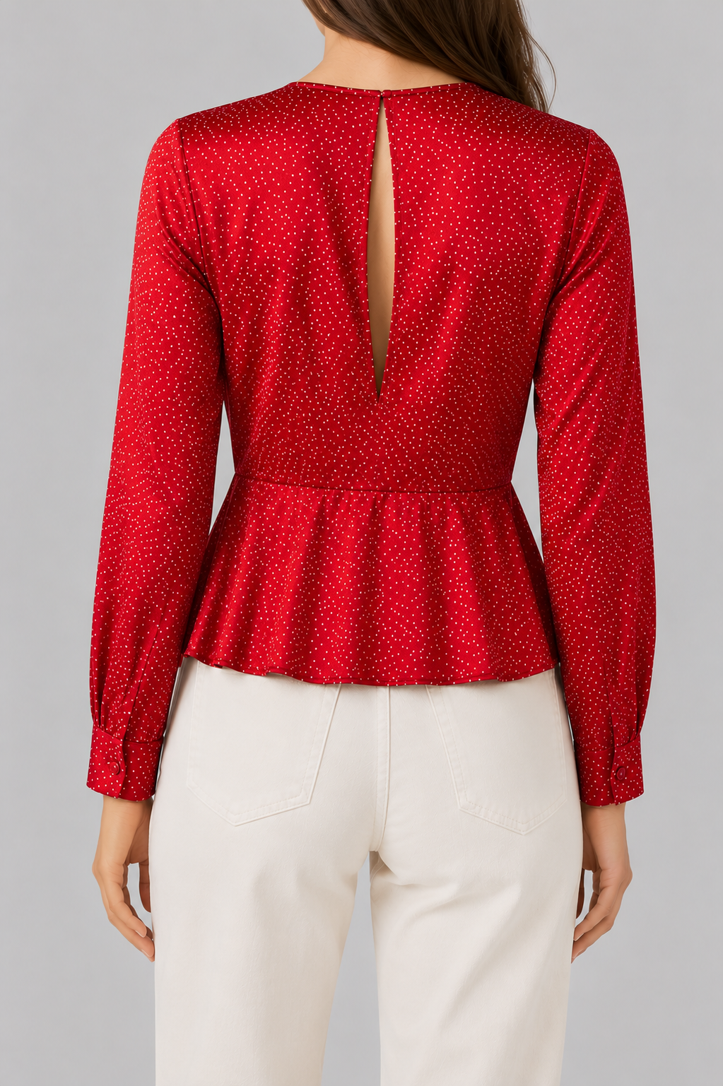 GUESS Women's Red Polka Dot Twist-Front Blouse