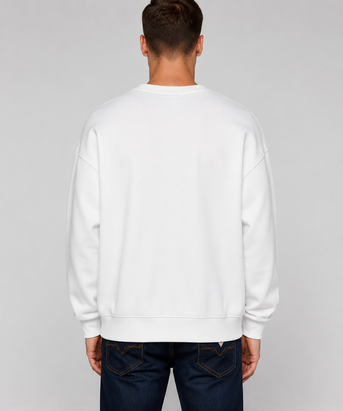 Guess Men's Classic Triangle Logo Sweatshirt White