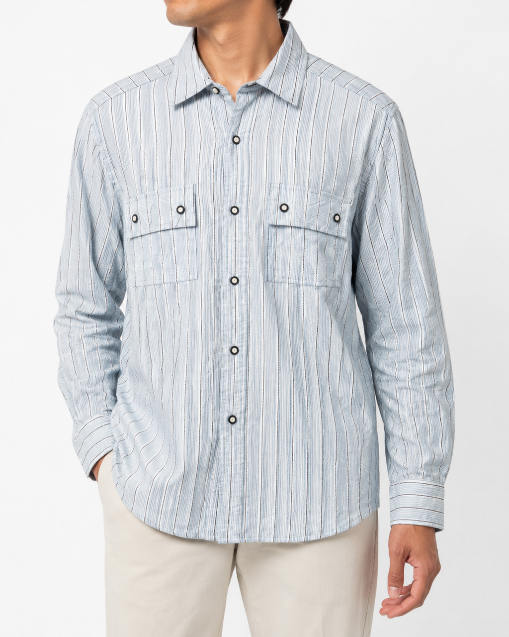 Cabral Light Blue Dress Shirt with Stripes