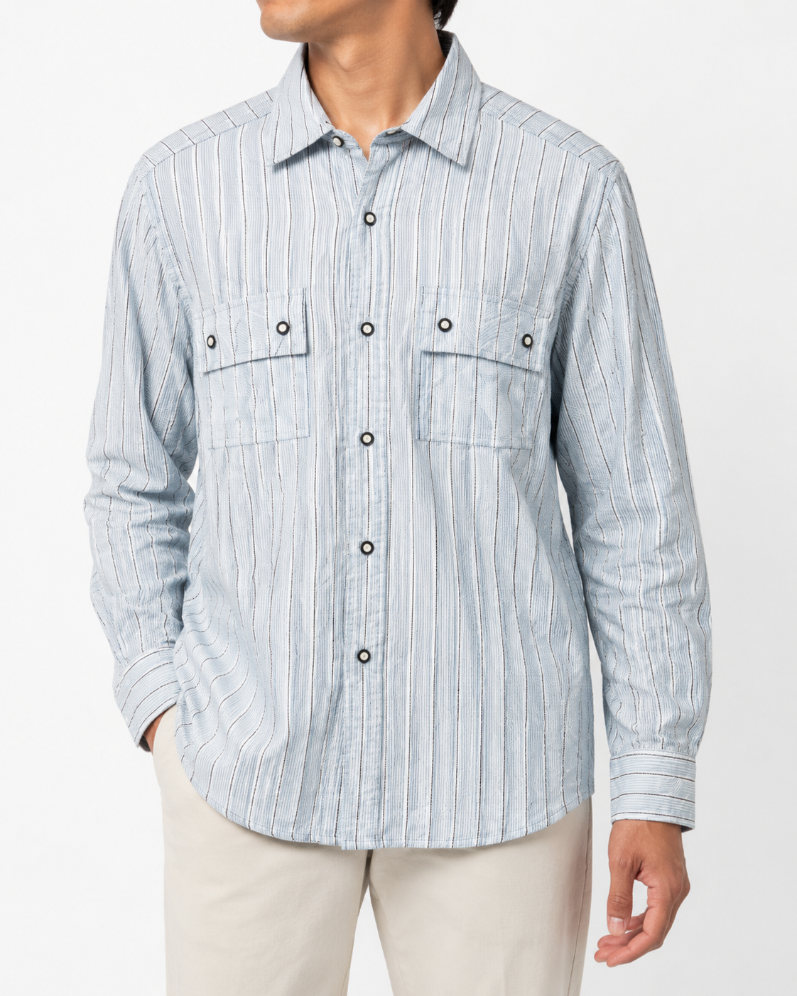 Cabral Light Blue Dress Shirt with Stripes