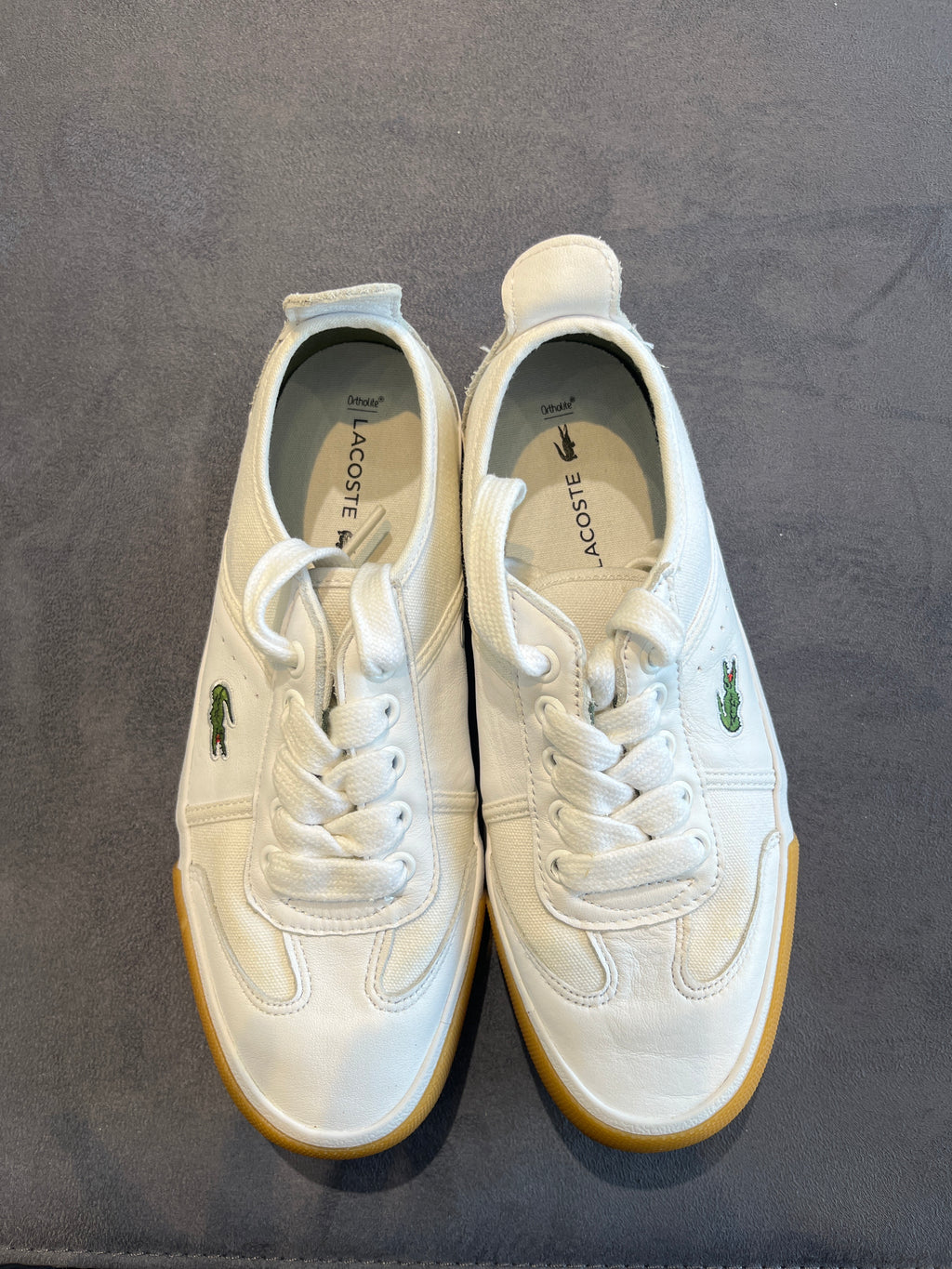 Lacoste Women's White Canvas Low-Top Sneakers with Gum Sole