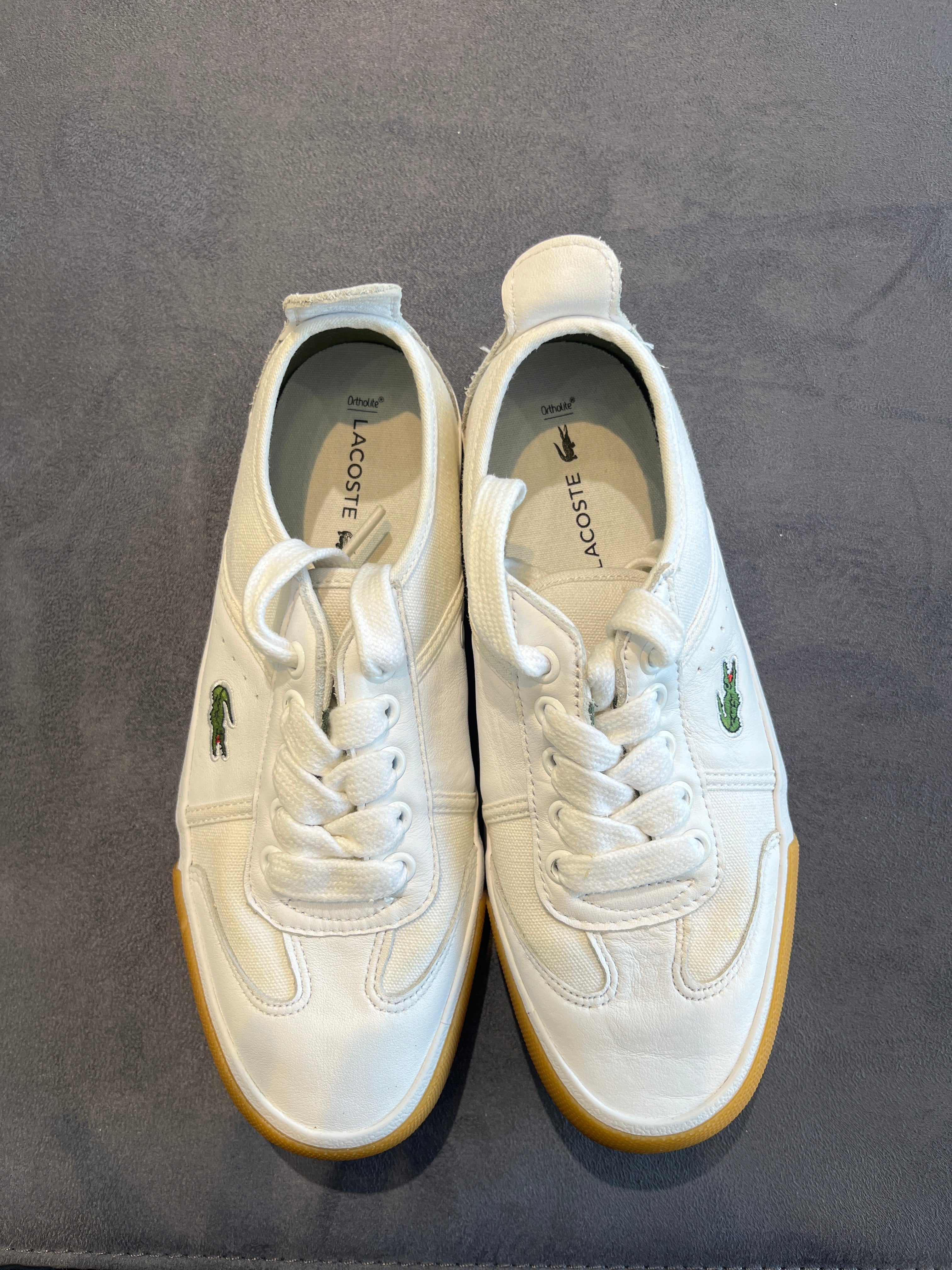 Lacoste Women's White Canvas Low-Top Sneakers with Gum Sole