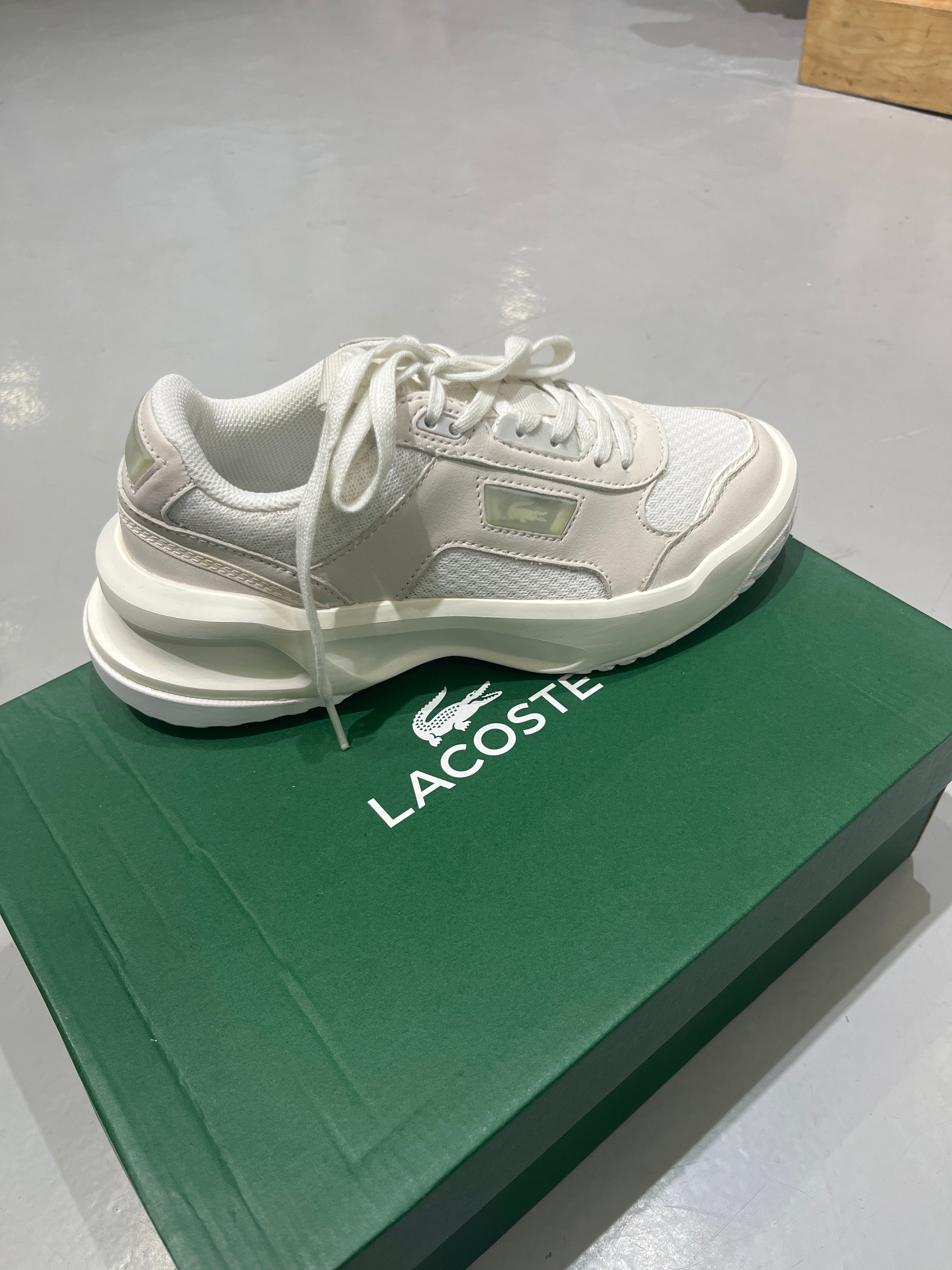 Lacoste Men's Off-White/Cream Chunky Suede & Mesh Sneakers