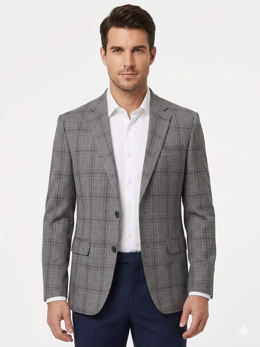 COLLECTION BY MICHAEL STRAHAN GREY PATTERNED BLAZER FOR MEN