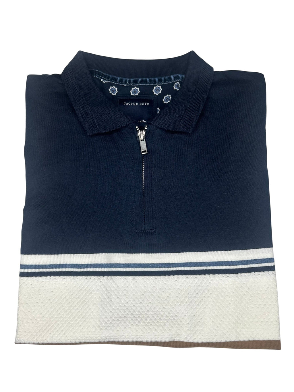 Cactus Boys Dark Blue & White Half Sleeve T-Shirt