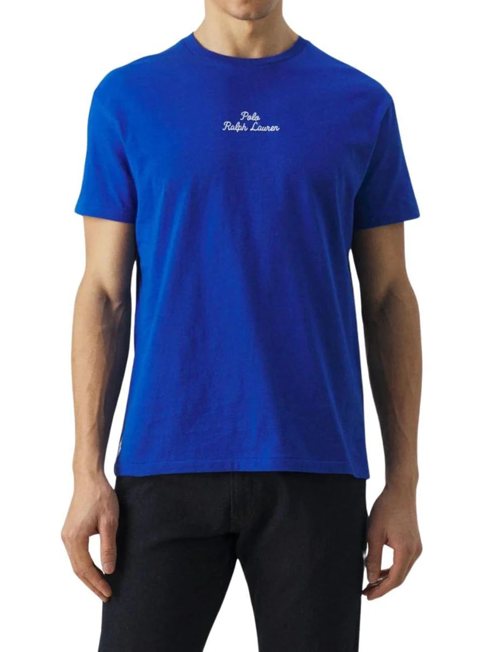 RALPH LAUREN ROYAL BLUE T-SHIRT WITH TEXT FOR MEN