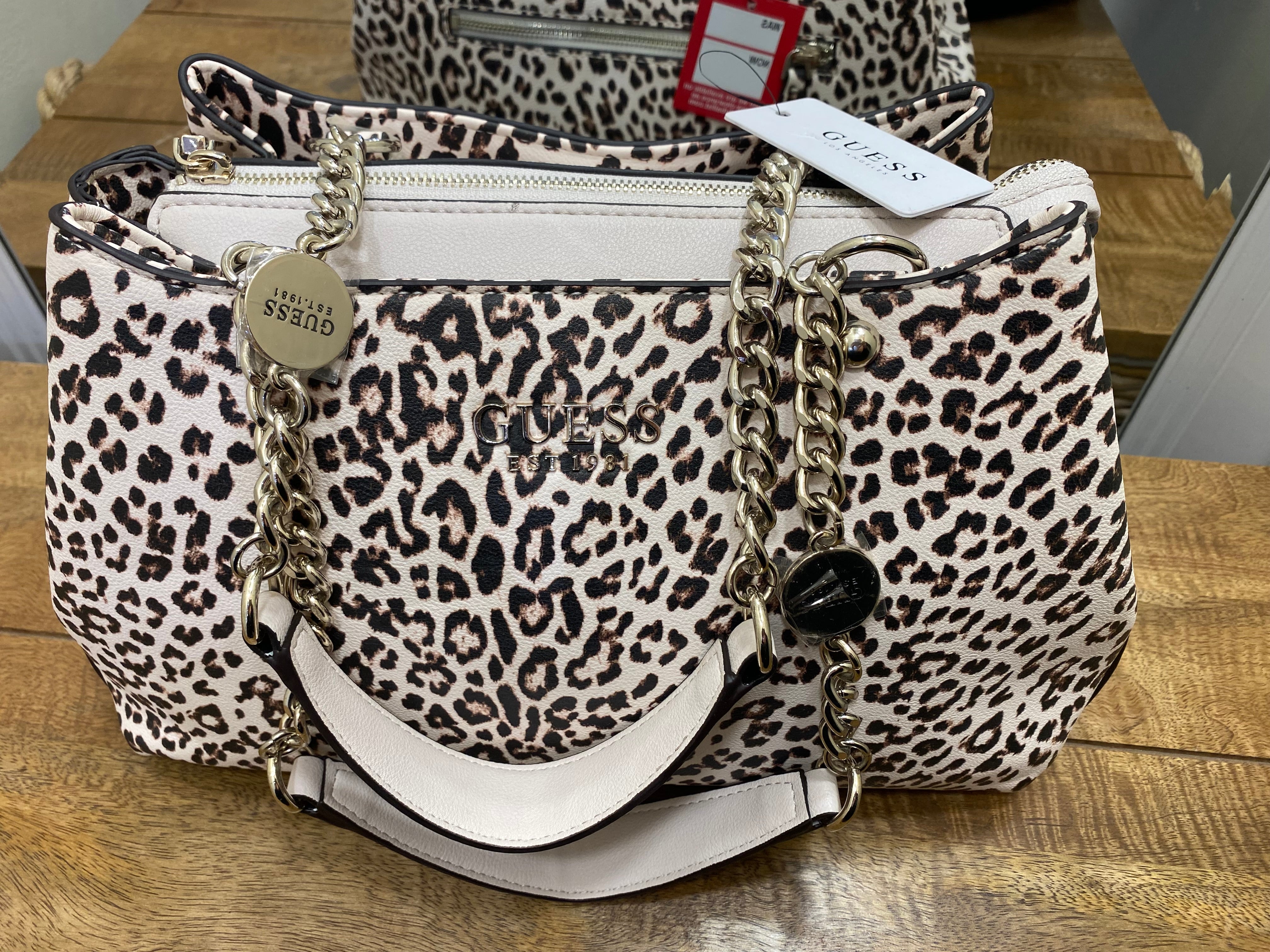 Guess Womens Satchel HandBag - Leopard