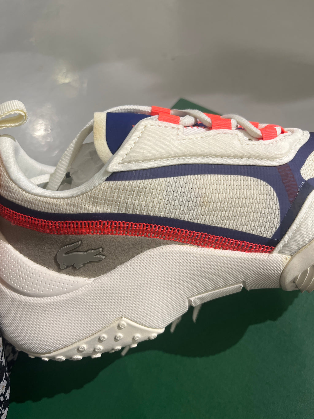 Lacoste L003 Neo Textile and Synthetic Off-White & Orange Sneakers
