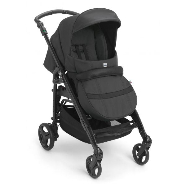 CAM Stroller Black The High Quality Travel System Stroller, Carrycot, Infant Car Seat, Diaper Bag, Foot cover, 4x Wheels, Storage Basket