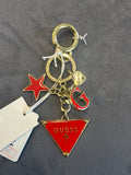 GUESS Enamel Red Triangle Logo Charm Keychain