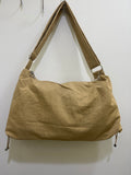 Casual Drawstring Slouchy Canvas Crossbody Bag in Khaki