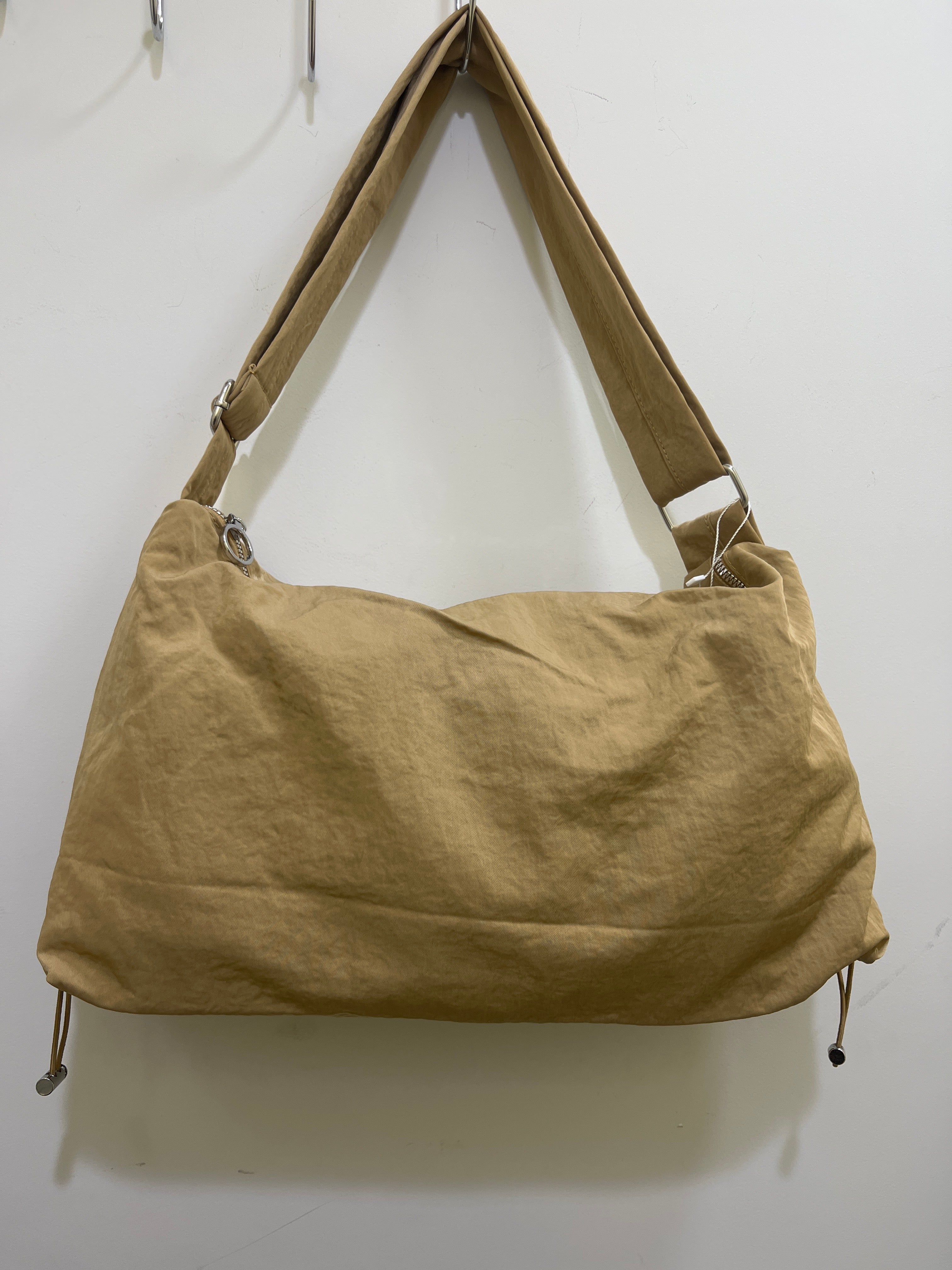 Casual Drawstring Slouchy Canvas Crossbody Bag in Khaki