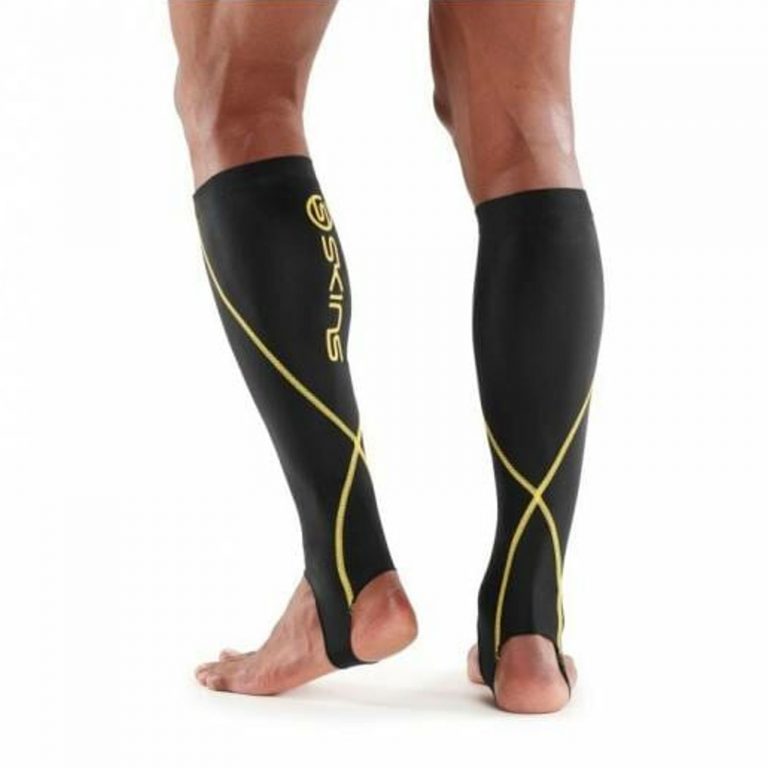 SKINS Unisex Essential Calf tights with Stirrup Black/Yellow