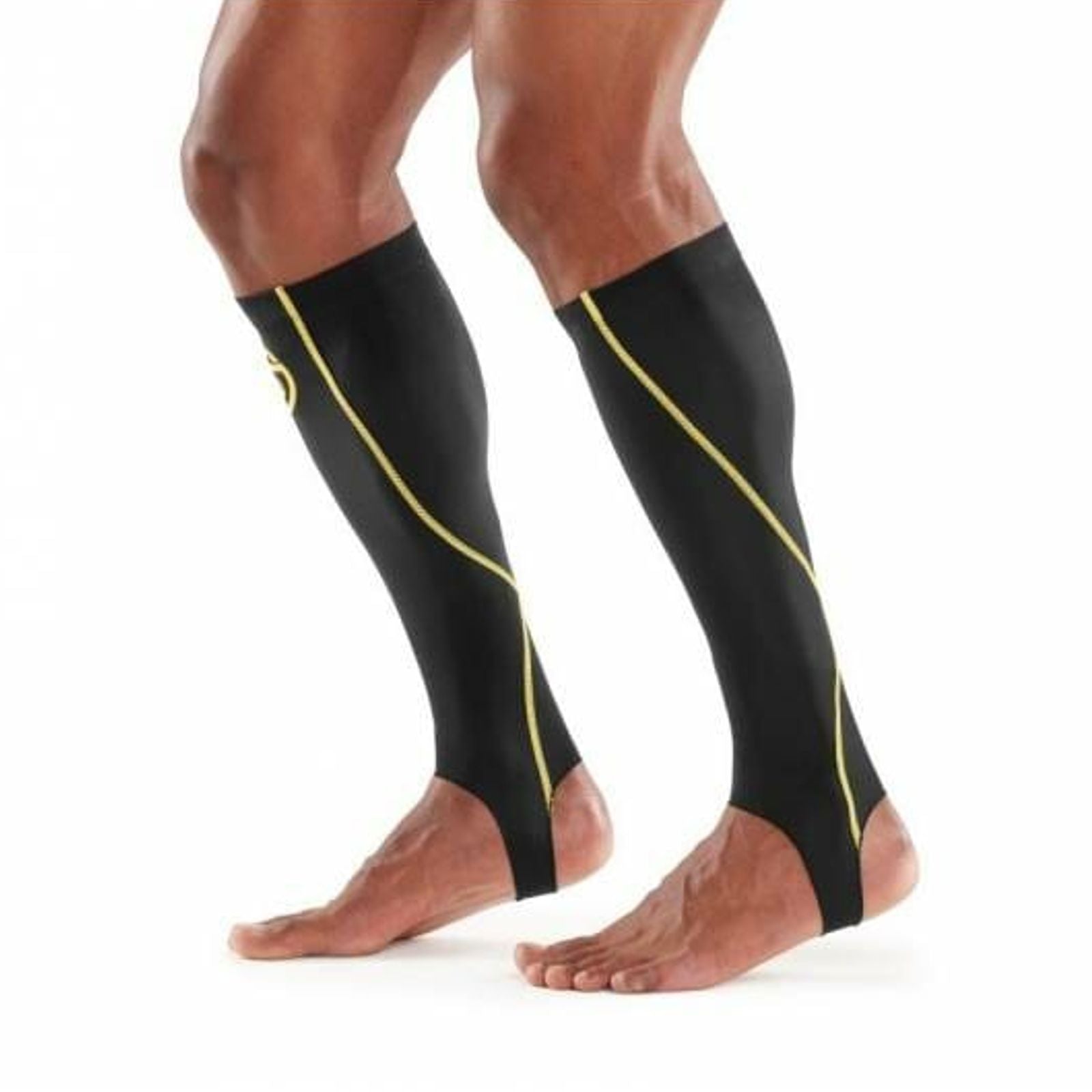 SKINS Unisex Essential Calf tights with Stirrup Black/Yellow