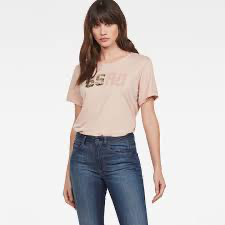GSTAR GRAPHIC CAIRN LOOSE LIQUID PINK TSHIRT
