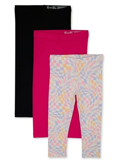 SIZE: XS(4-5) - Wonder Nation Girls' Capri Leggings, 3-Pack