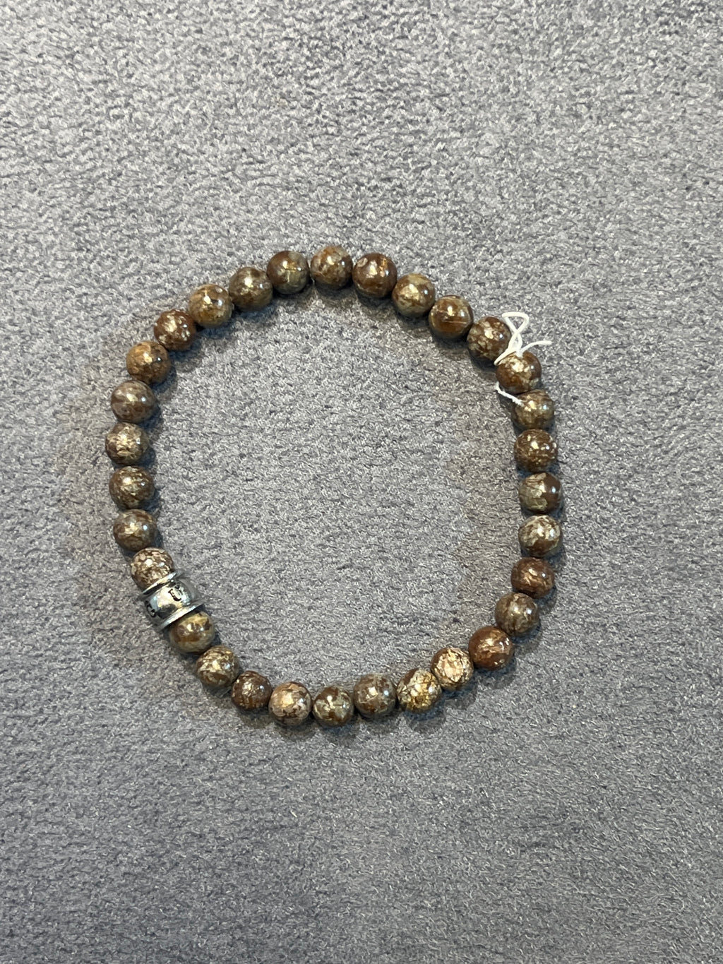 GUESS Brown Beaded Logo Stretch Bracelet