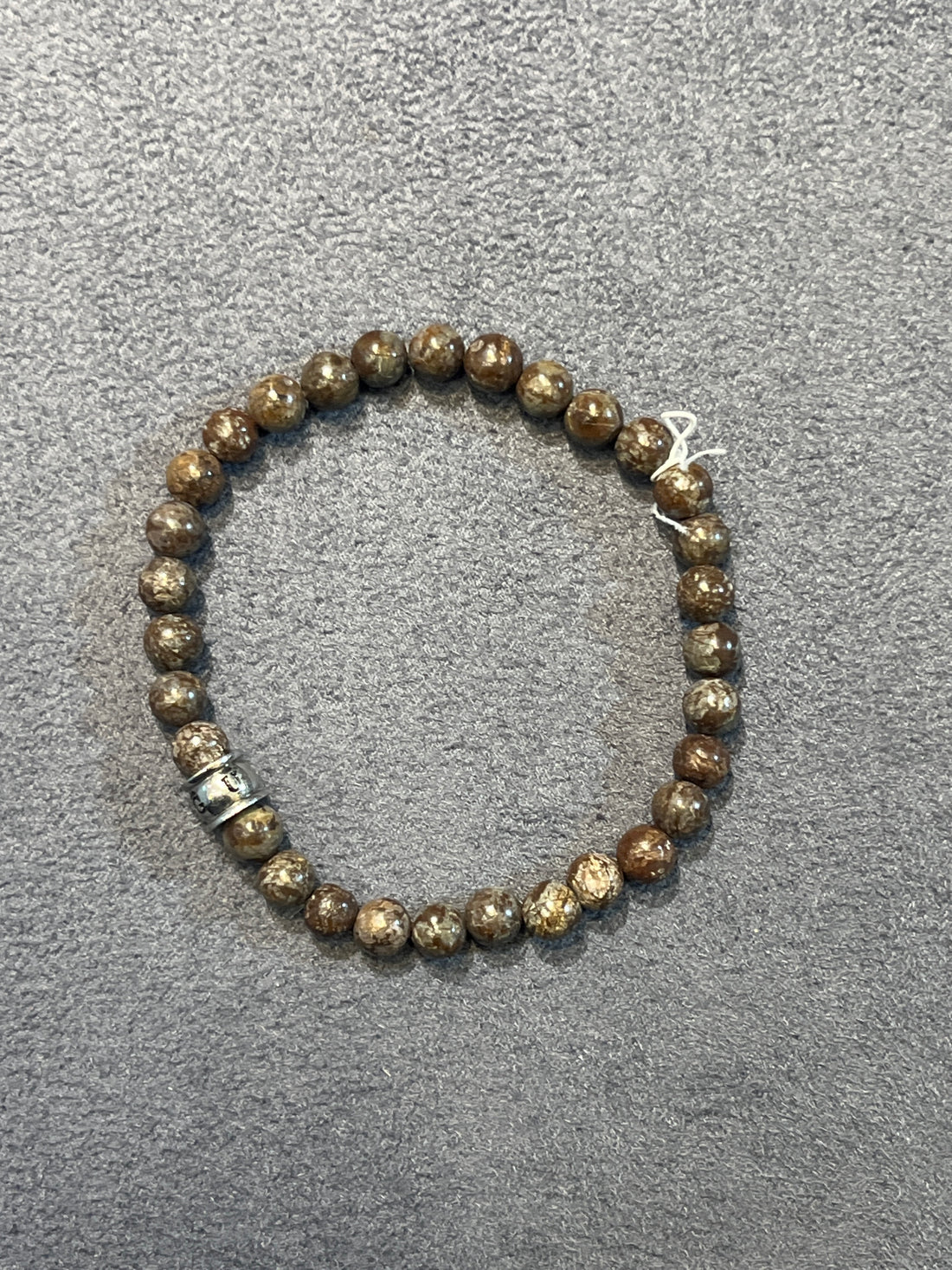 GUESS Brown Beaded Logo Stretch Bracelet