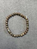 GUESS Brown Beaded Logo Stretch Bracelet