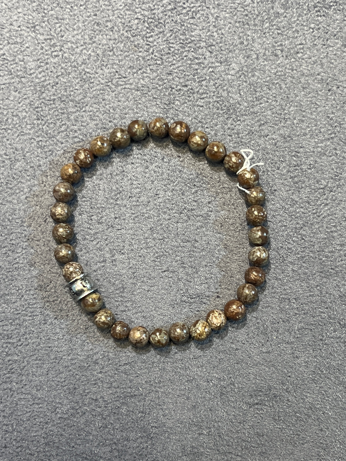 GUESS Brown Beaded Logo Stretch Bracelet