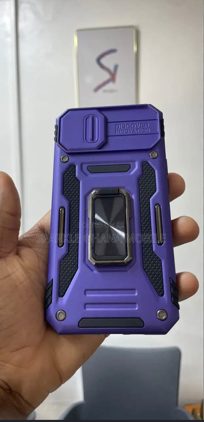 Mobile Case IPhone 15Pro New Case Purple With Slide Camera Cover Magnetic Ring Holder Stand