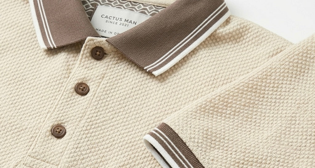 CACTUS MAN BEIGE AND BROWN POLO T-SHIRT