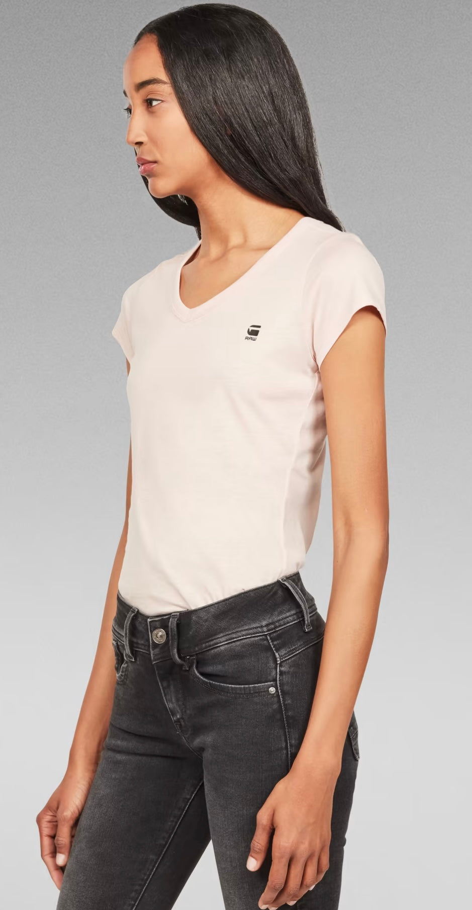G-Star Raw Eyben Slim V T Women T-Shirt NY Jersey D04434-2757-7176
