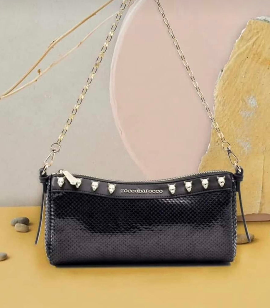 حقيبة كتف Roccobarocco Black Nero Tracolla بسلسلة RBR910B5503
