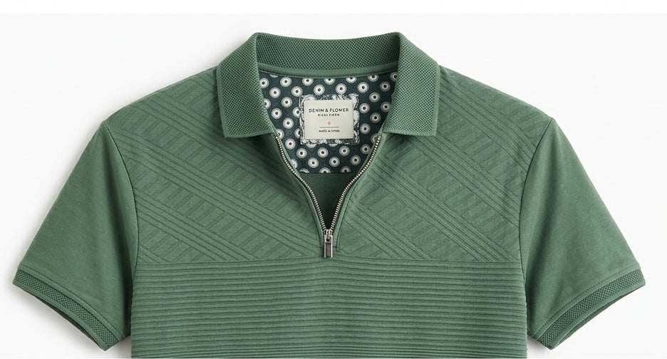 DENIM AND FLOWER GREEN MEN’S POLO T-SHIRT