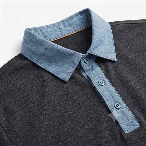 DENIM AND FLOWER BLUE MEN’S POLO T-SHIRT