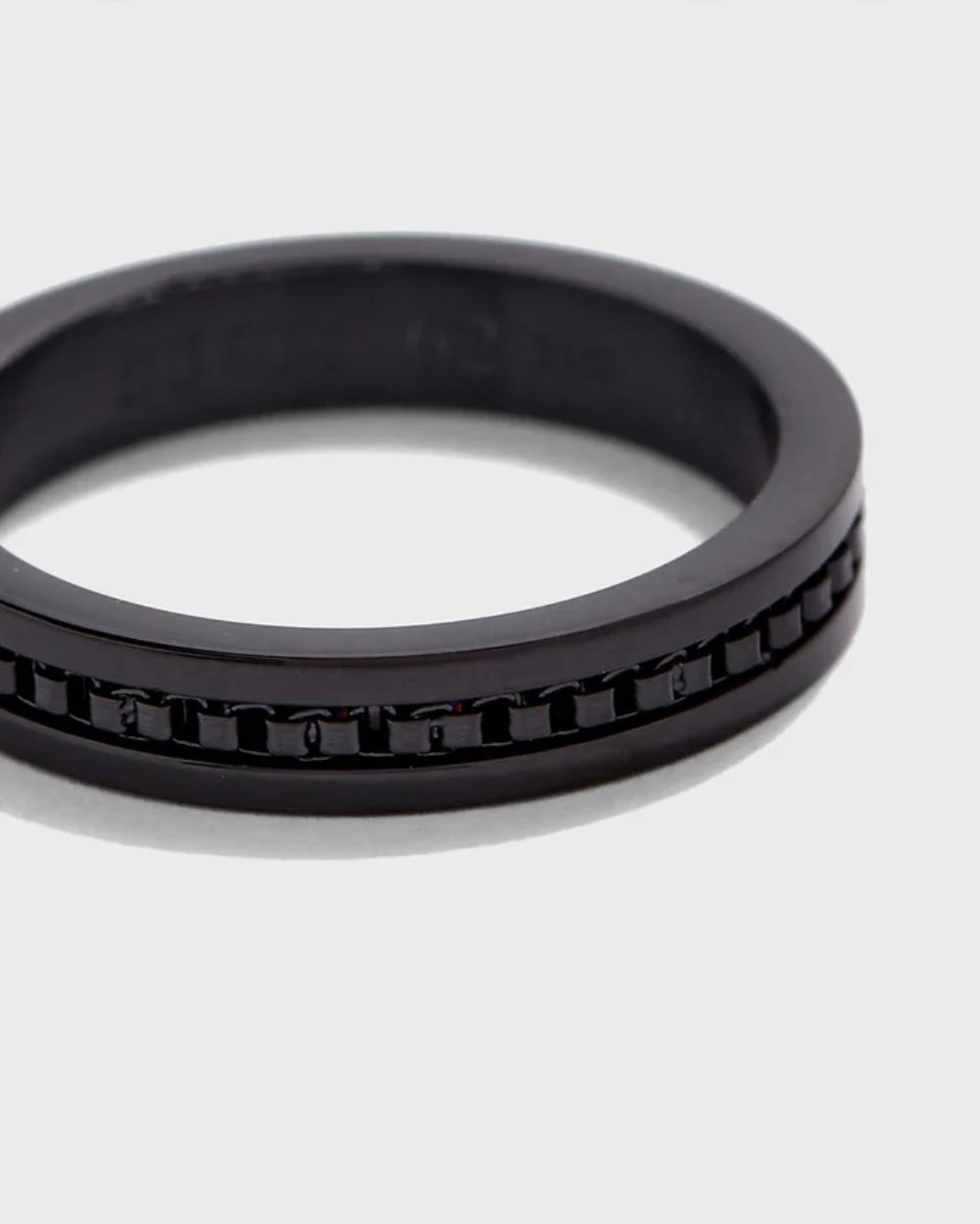 Guess Black Thin Band Ring Stainless Steel Black