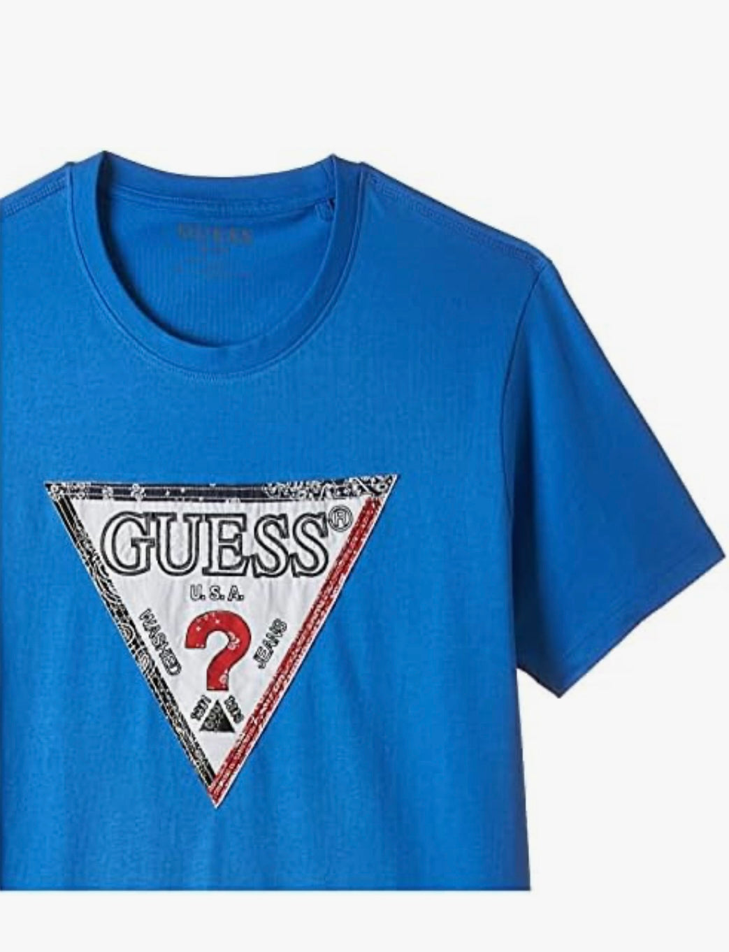 GUESS BLUE MEN’S TRIESLEY TRIANGLE LOGO T-Shirt M1RI72K8FQ1-G7DQ