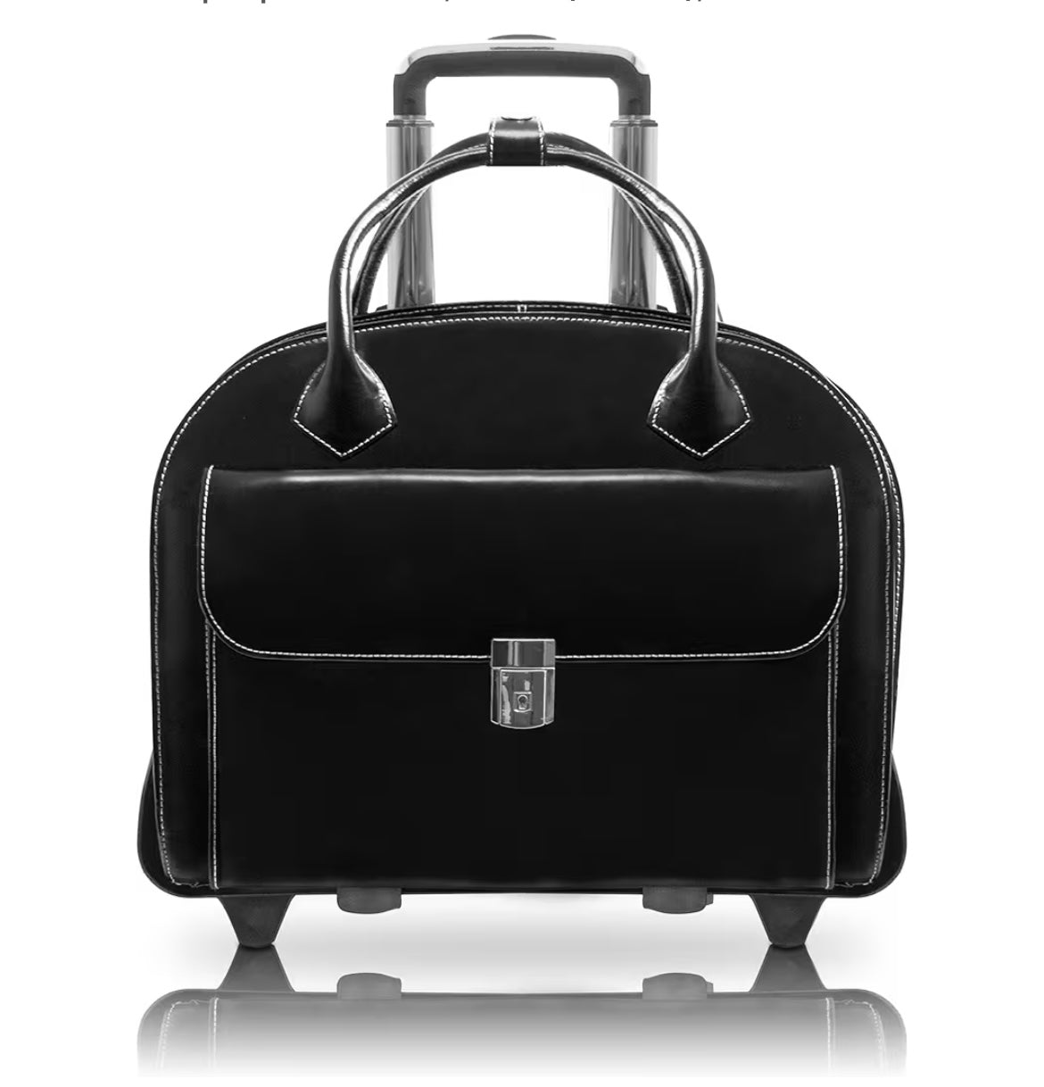 McKleinUSA W Series, Glen Ellyn, Top Grain Cowhide Leather, 15" Leather Patented Detachable -Wheeled Ladies' Laptop Briefcase, Black (94365), One Size