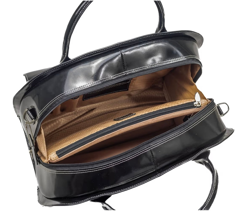 McKleinUSA W Series, Glen Ellyn, Top Grain Cowhide Leather, 15" Leather Patented Detachable -Wheeled Ladies' Laptop Briefcase, Black (94365), One Size