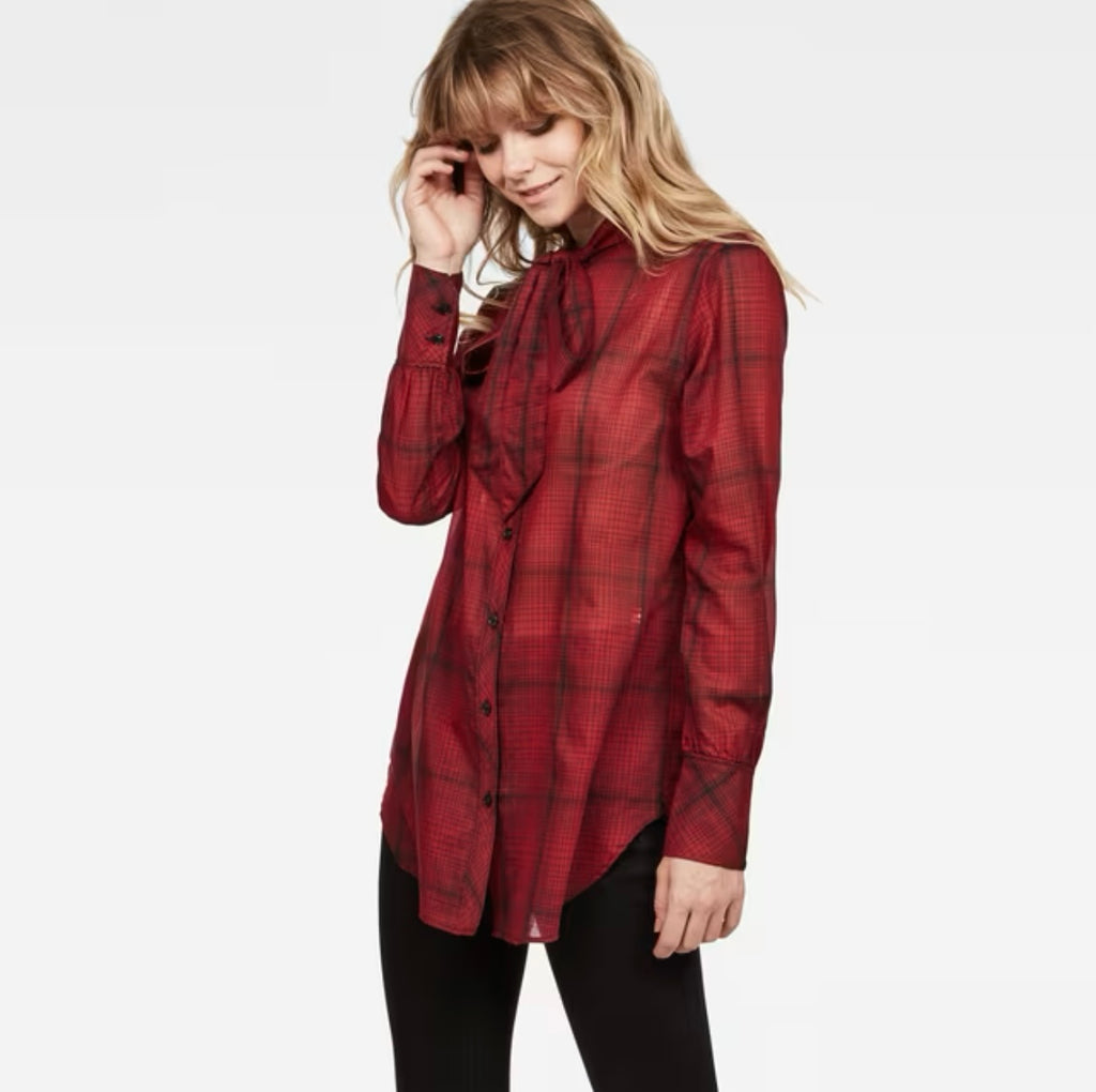 G-Star Raw Deline Bf Bow Blouse Wmn L\S DK Black/DK Baron Check Lt Wr Dorothy Bevis Check