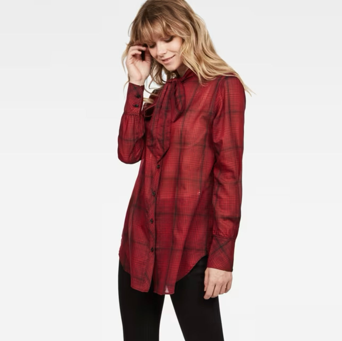 G-Star Raw Deline Bf Bow Blouse Wmn L\S DK أسود/DK Baron Check Lt Wr Dorothy Bevis Check D11170-A663-9943-91