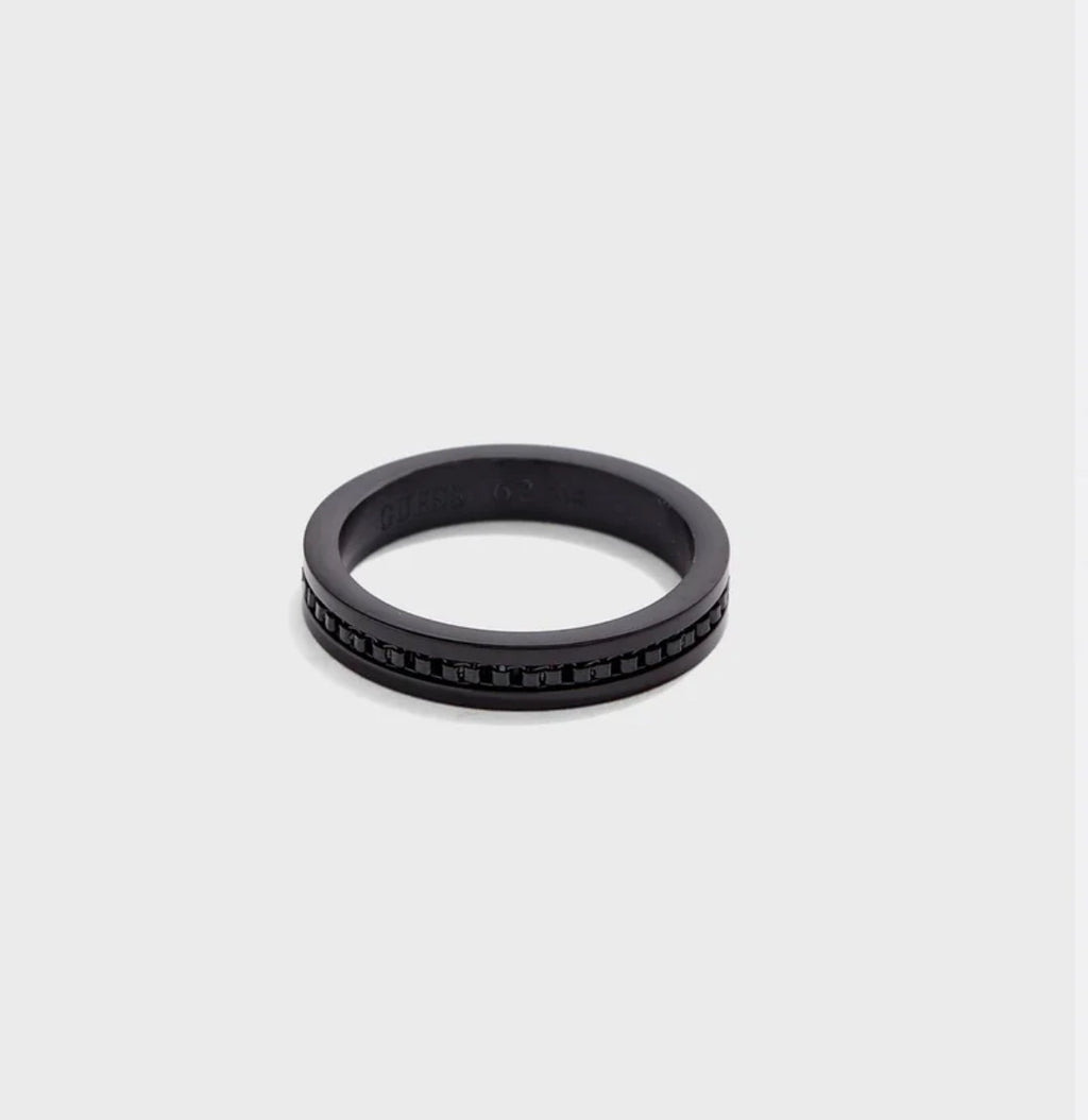 Guess Black Thin Band Ring Stainless Steel Black UMR78006-64