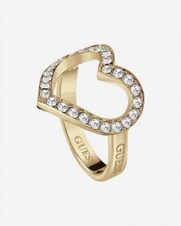 Women's Gold Filigree Heart Ring with Zircon