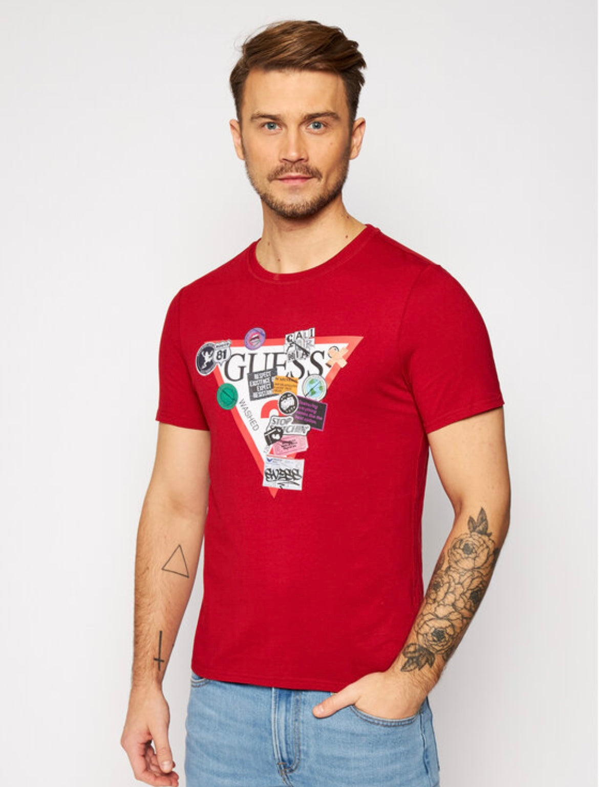 Guess Red Men’s T-Shirt Large Logo M0BI70I3Z00-G5L7